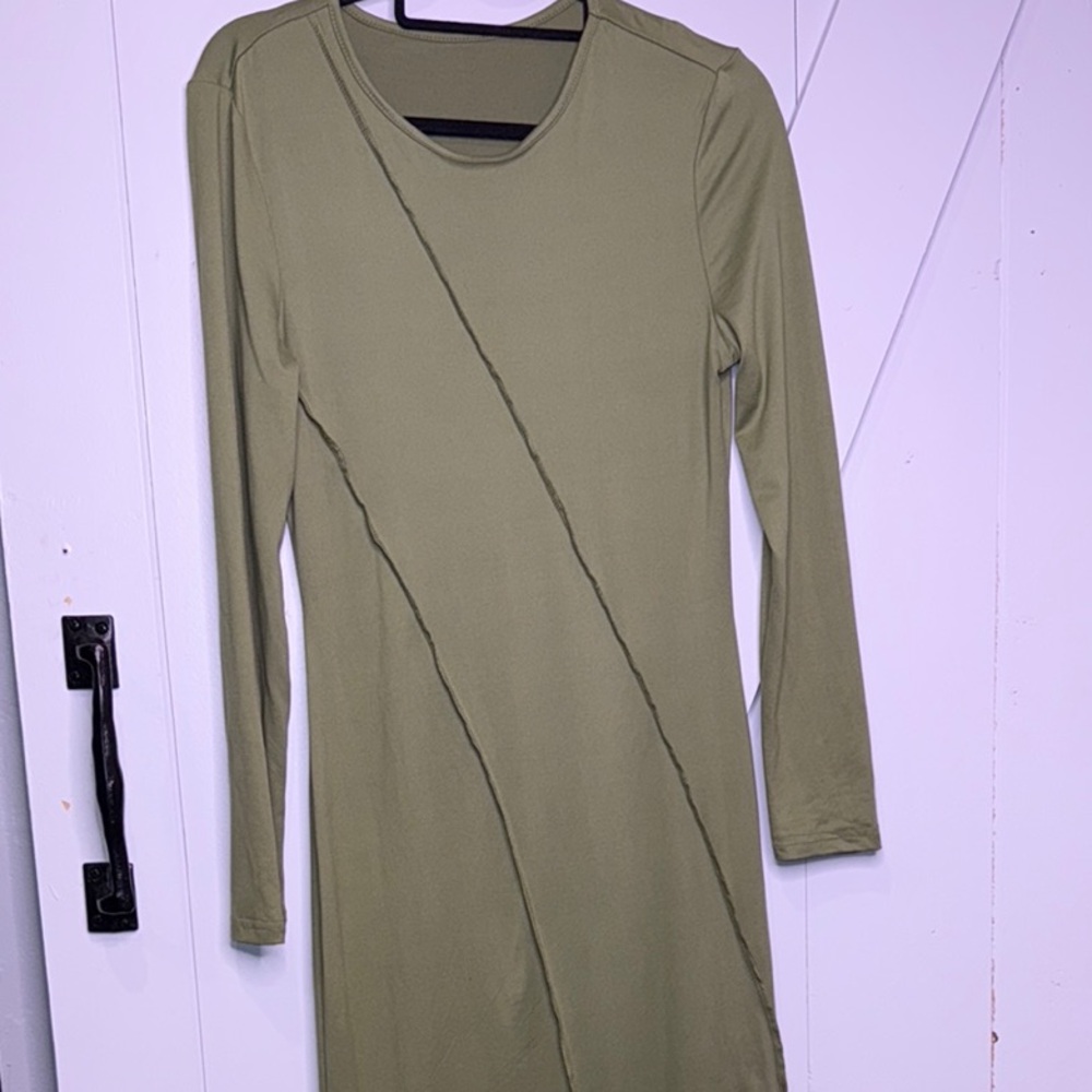 Olive Green Long Sleeve Dress